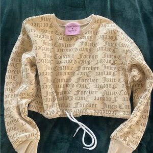 Juicy Couture y2k Tan Cropped Sport Beige Sweatshirt Size Small